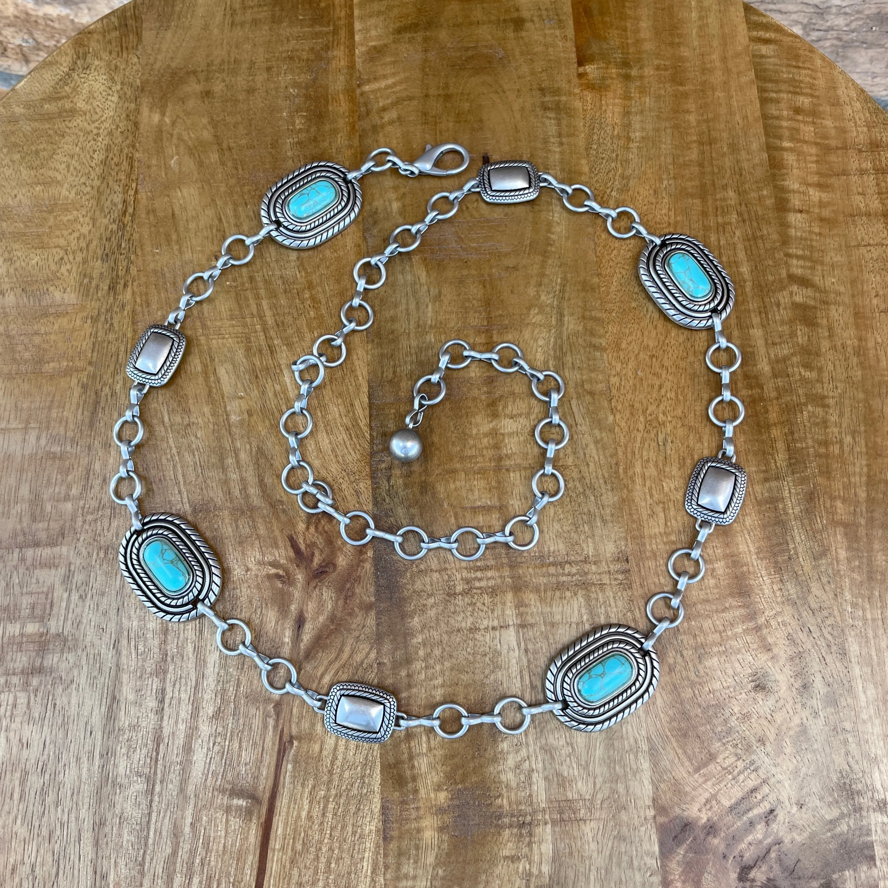 Irma Silver/Aqua Concho Belt
