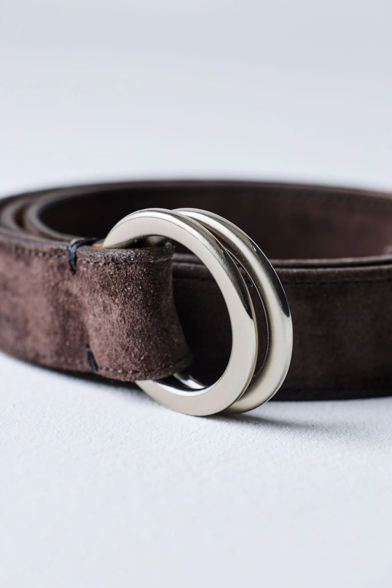 Italian Suede O-Ring Belt by Martin Dingman — Dark Brown