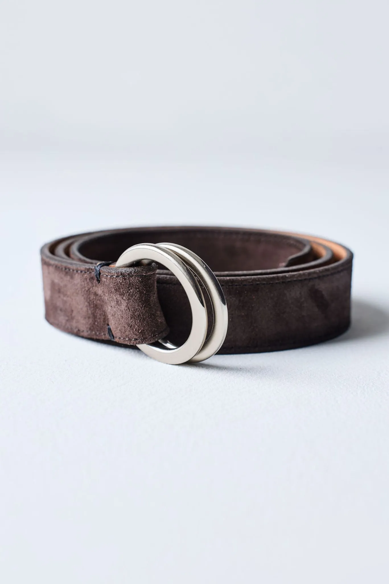 Italian Suede O-Ring Belt by Martin Dingman — Dark Brown