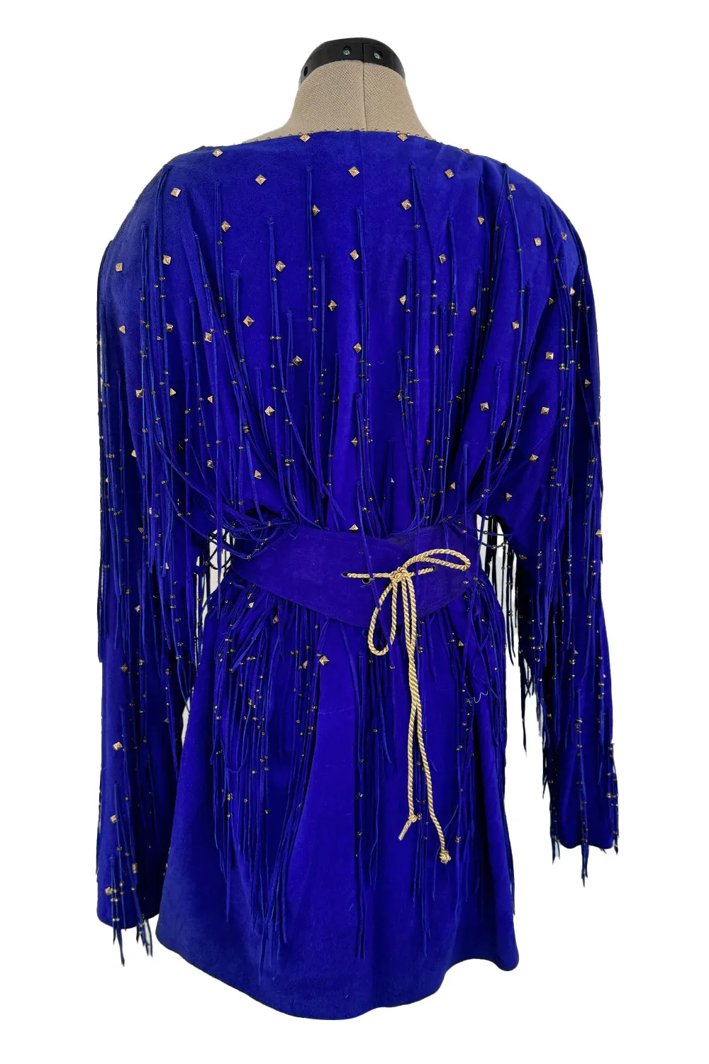 Jan Faulkner 1980s Blue Suede Mini Dress & Belt