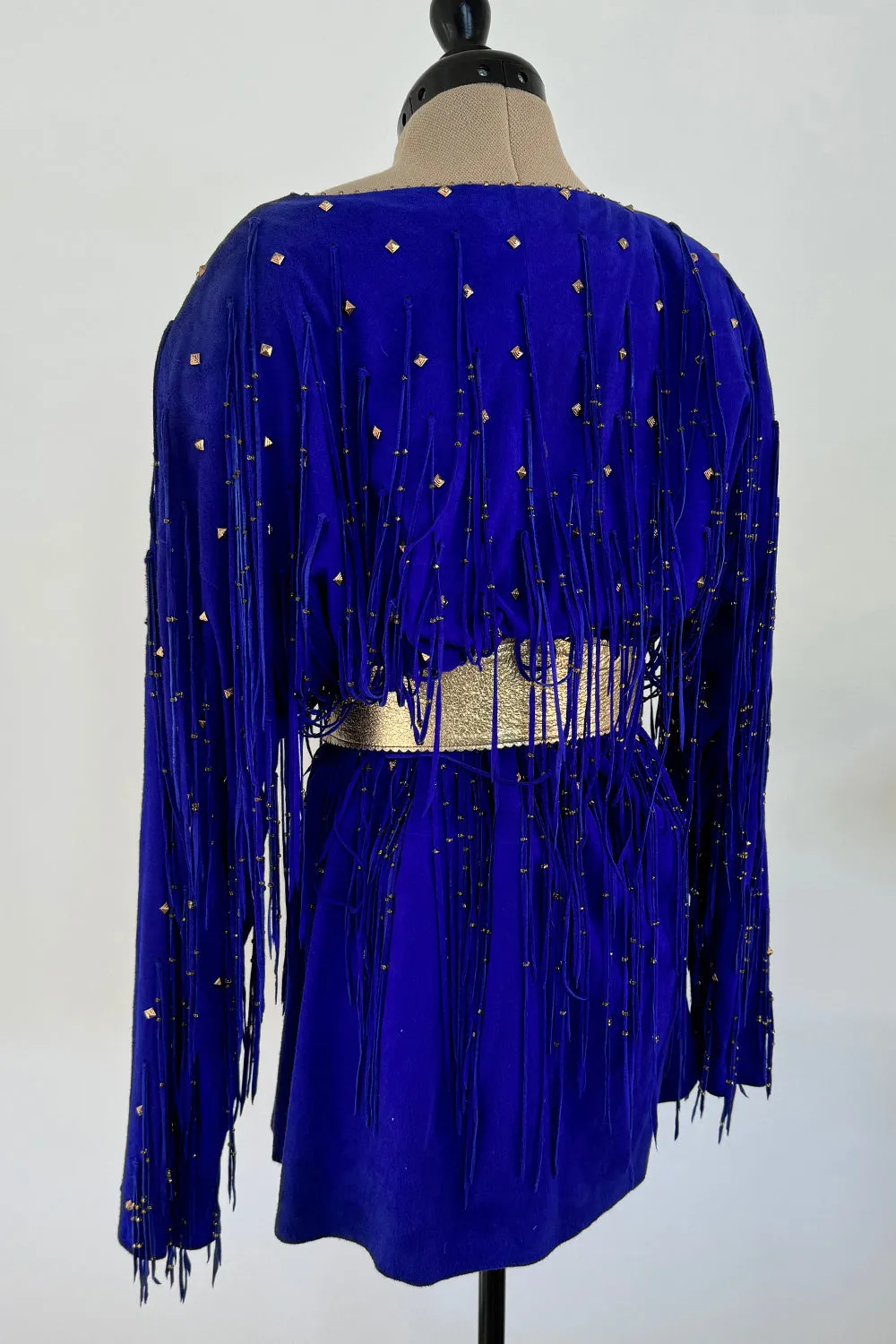 Jan Faulkner 1980s Blue Suede Mini Dress & Belt