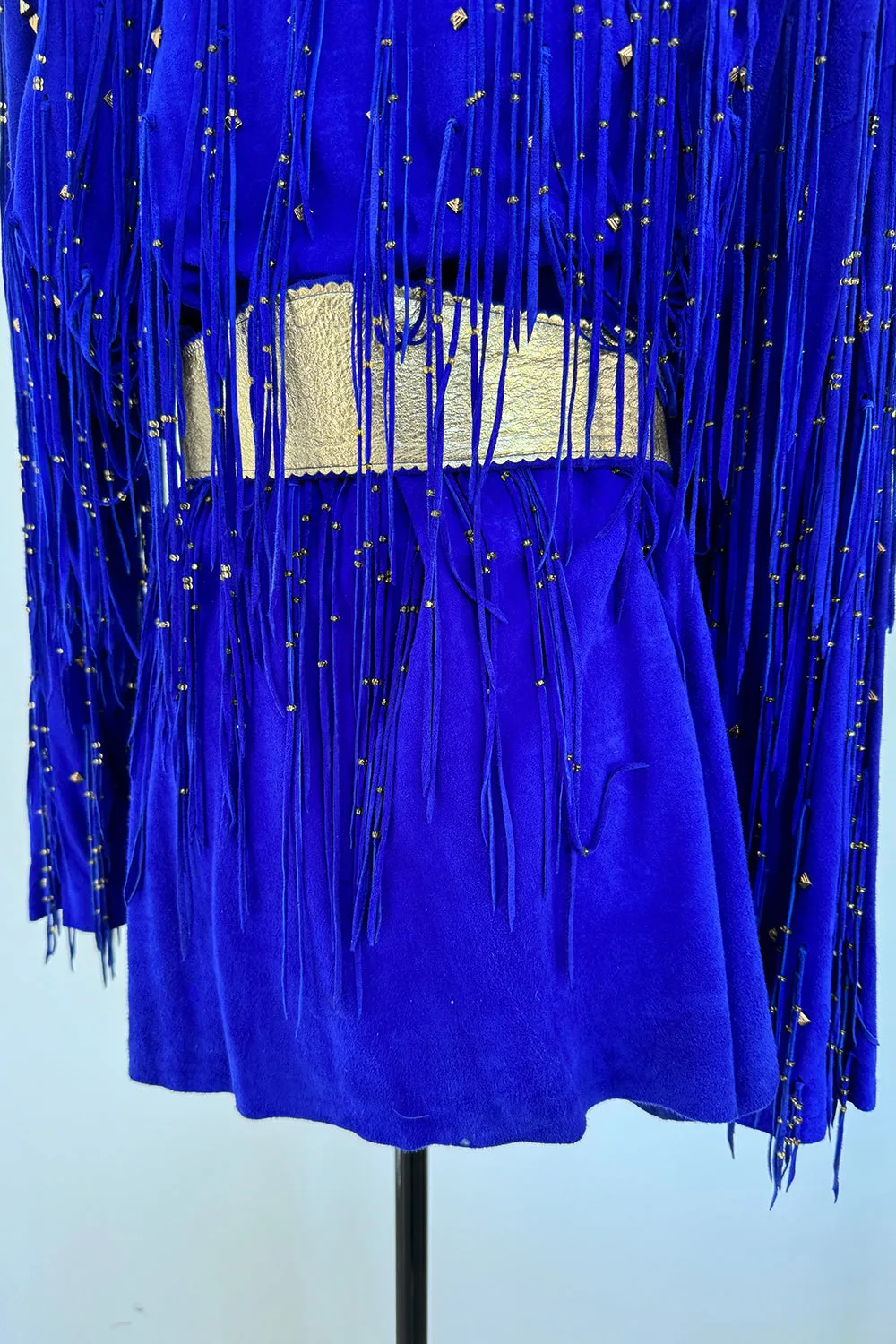 Jan Faulkner 1980s Blue Suede Mini Dress & Belt