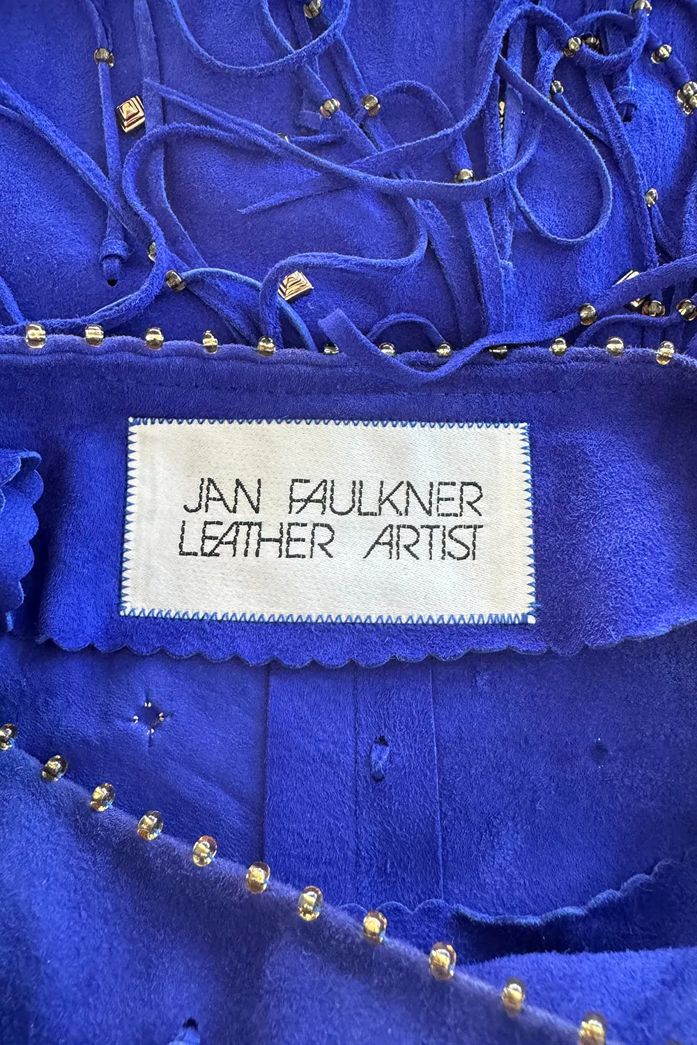Jan Faulkner 1980s Blue Suede Mini Dress & Belt