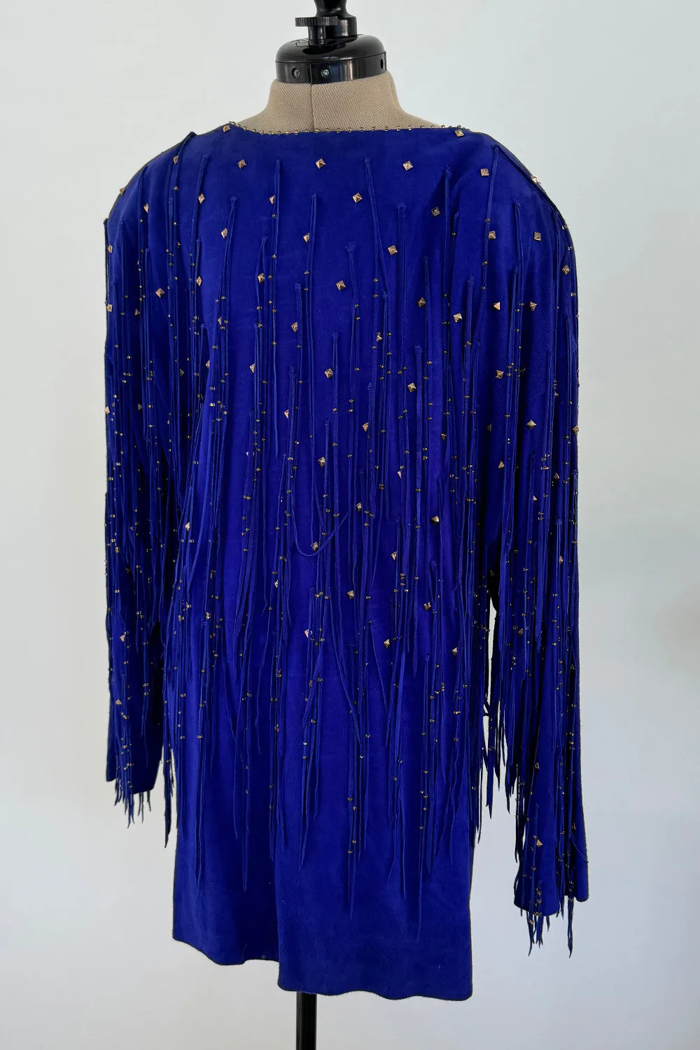 Jan Faulkner 1980s Blue Suede Mini Dress & Belt