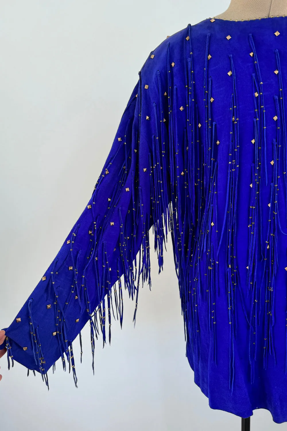 Jan Faulkner 1980s Blue Suede Mini Dress & Belt