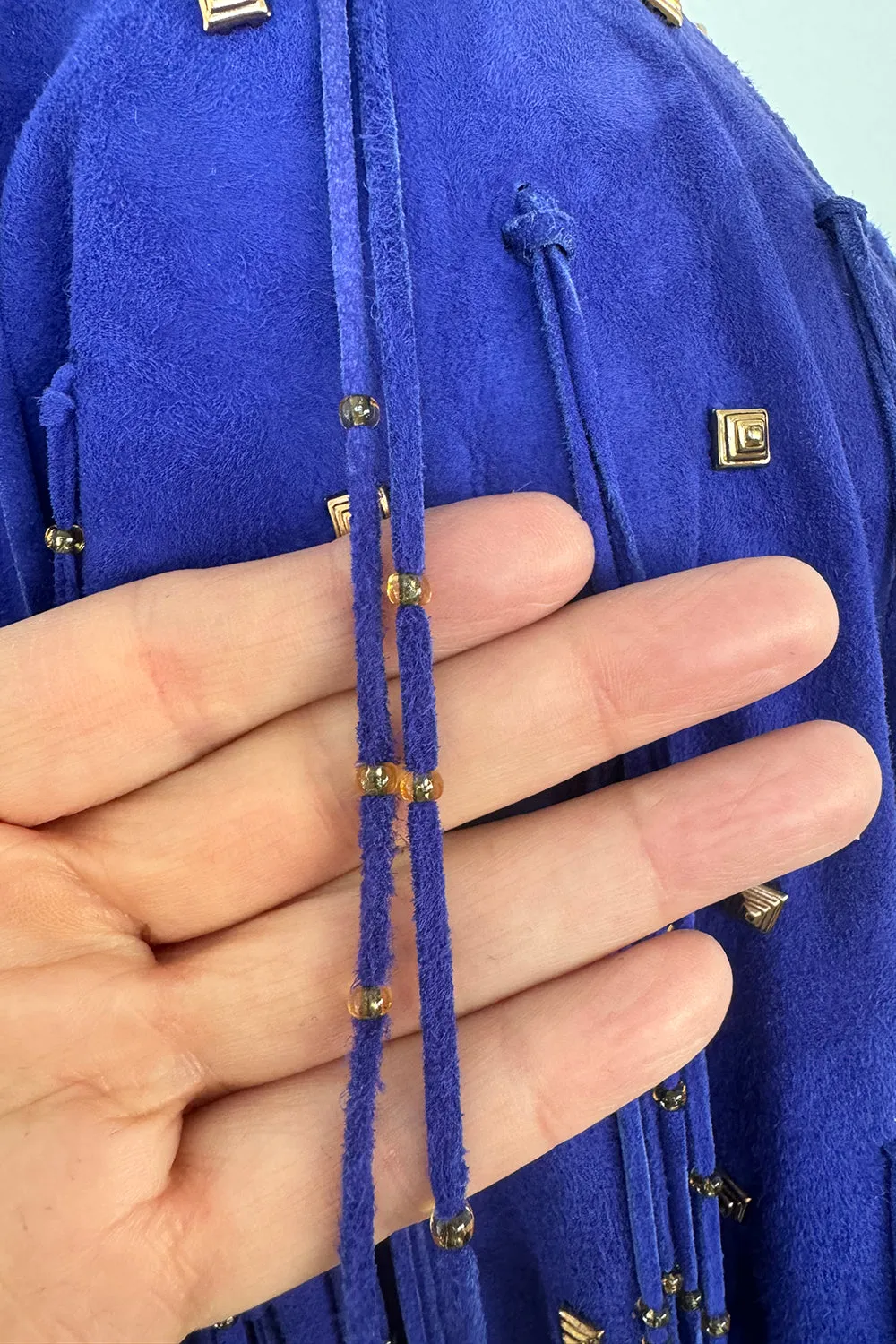 Jan Faulkner 1980s Blue Suede Mini Dress & Belt