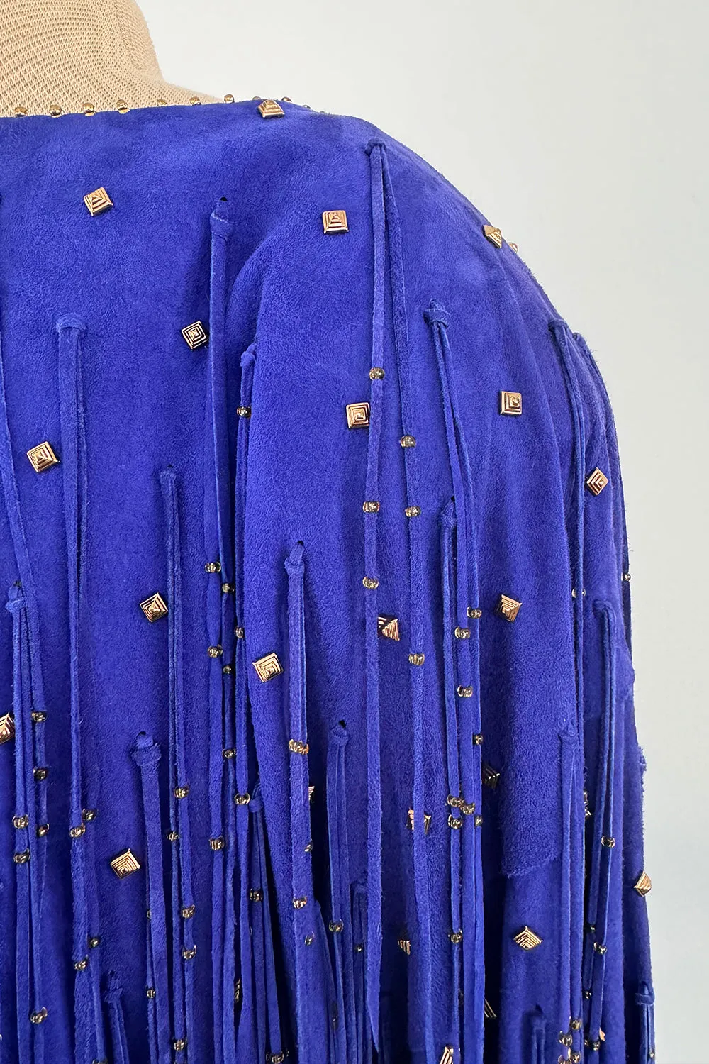 Jan Faulkner 1980s Blue Suede Mini Dress & Belt