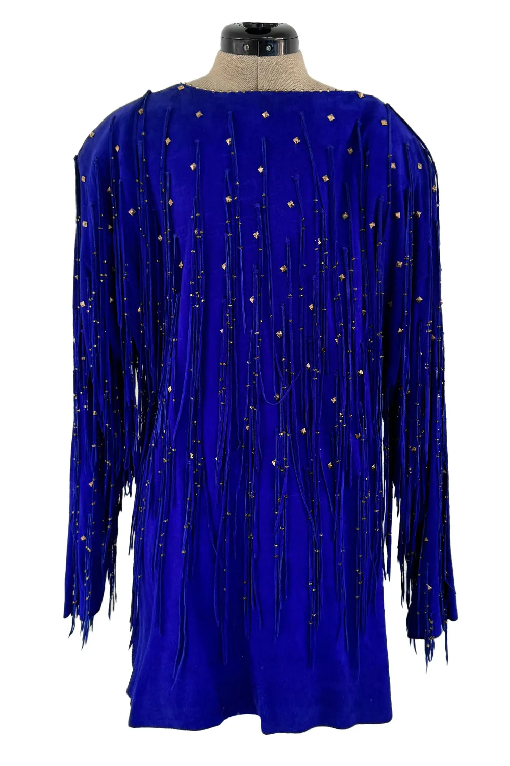 Jan Faulkner 1980s Blue Suede Mini Dress & Belt