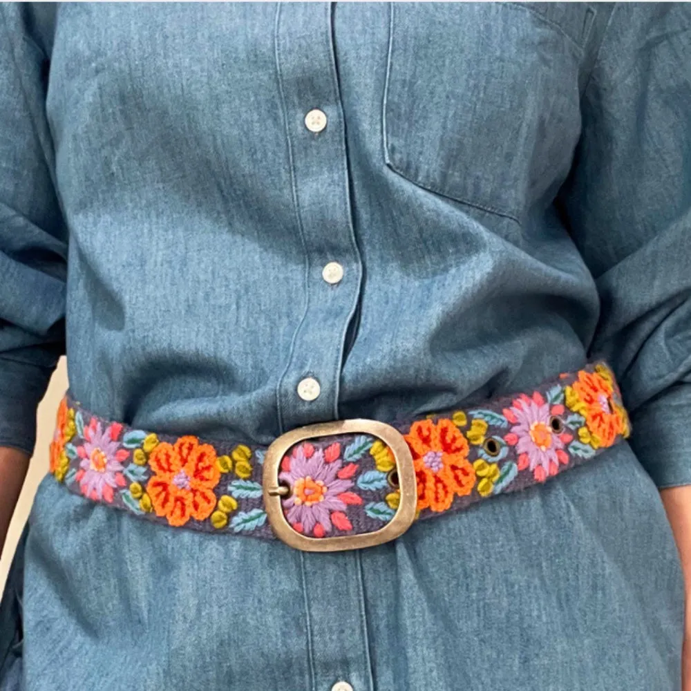 Jenny Krauss Prairie Flowers Embroidered Wool Belt