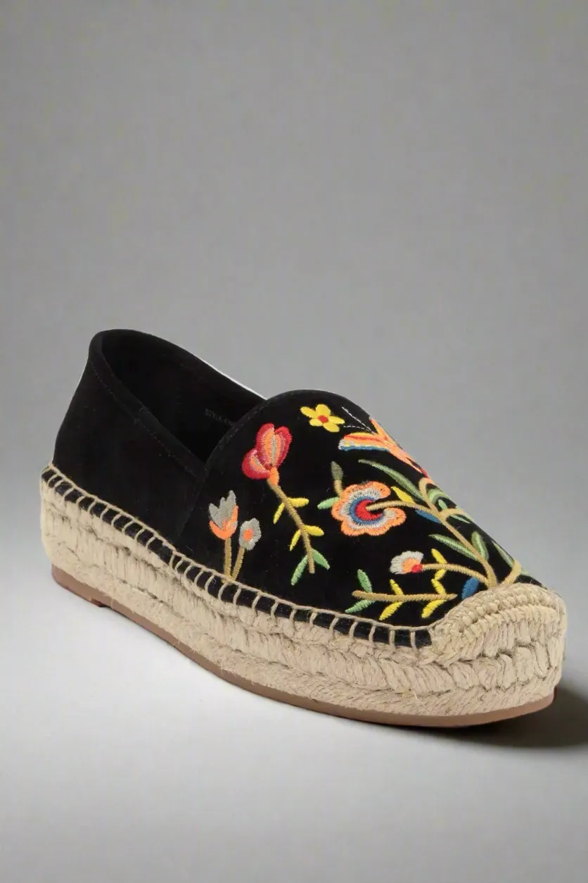 Johnny Was Black Embroidered Espadrille JWS0004