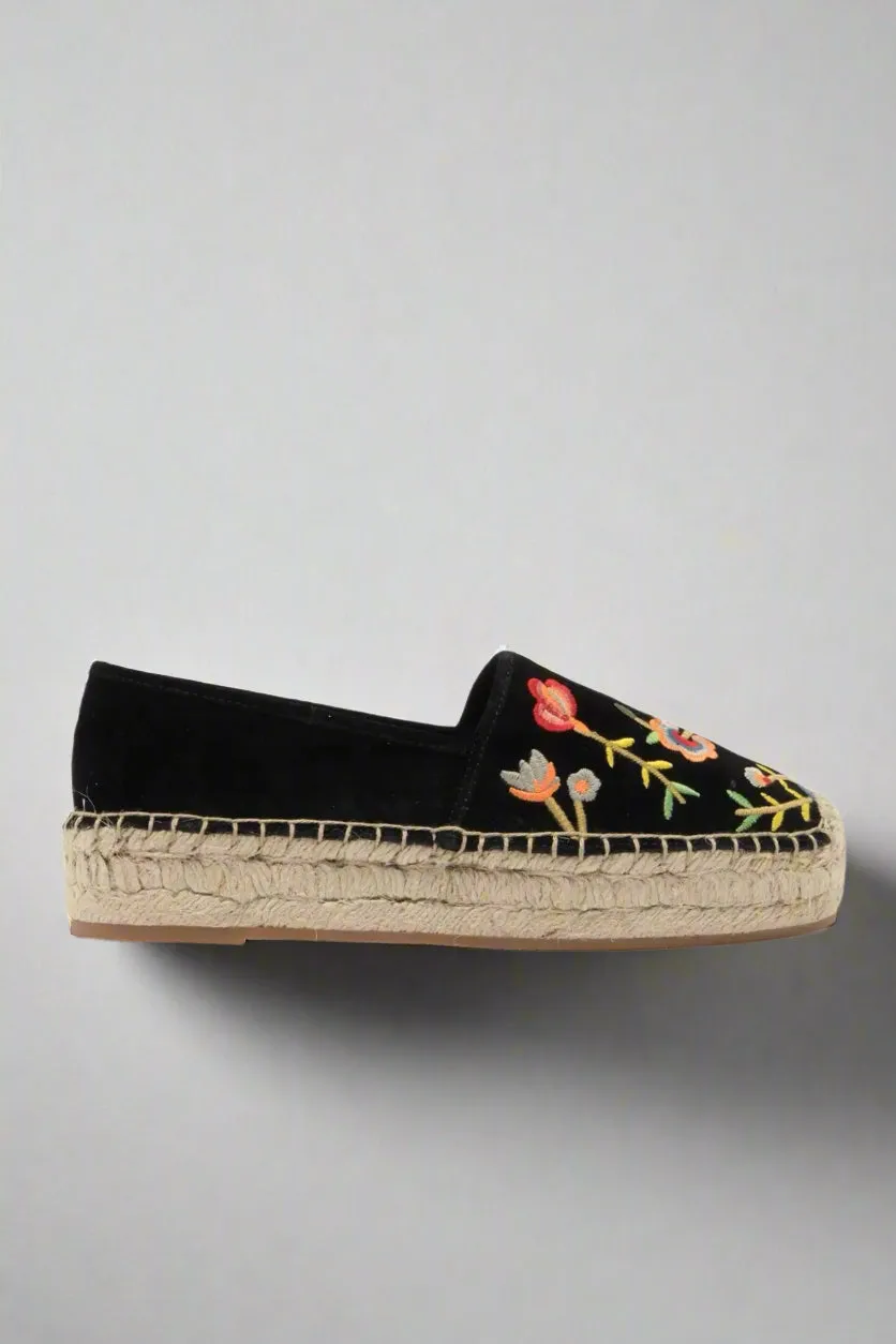 Johnny Was Black Embroidered Espadrille JWS0004