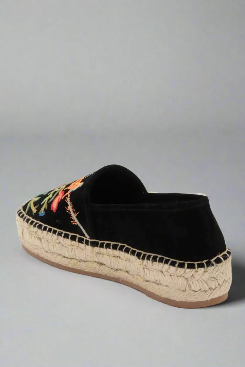 Johnny Was Black Embroidered Espadrille JWS0004