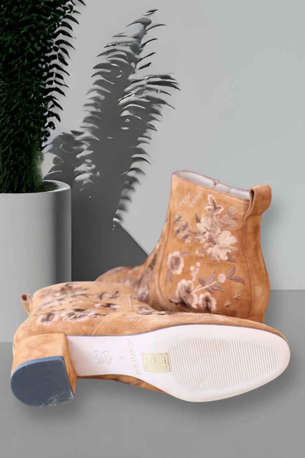 Johnny Was Rust Taline Embroidered Heeled Boots Boho Chic JWS6821