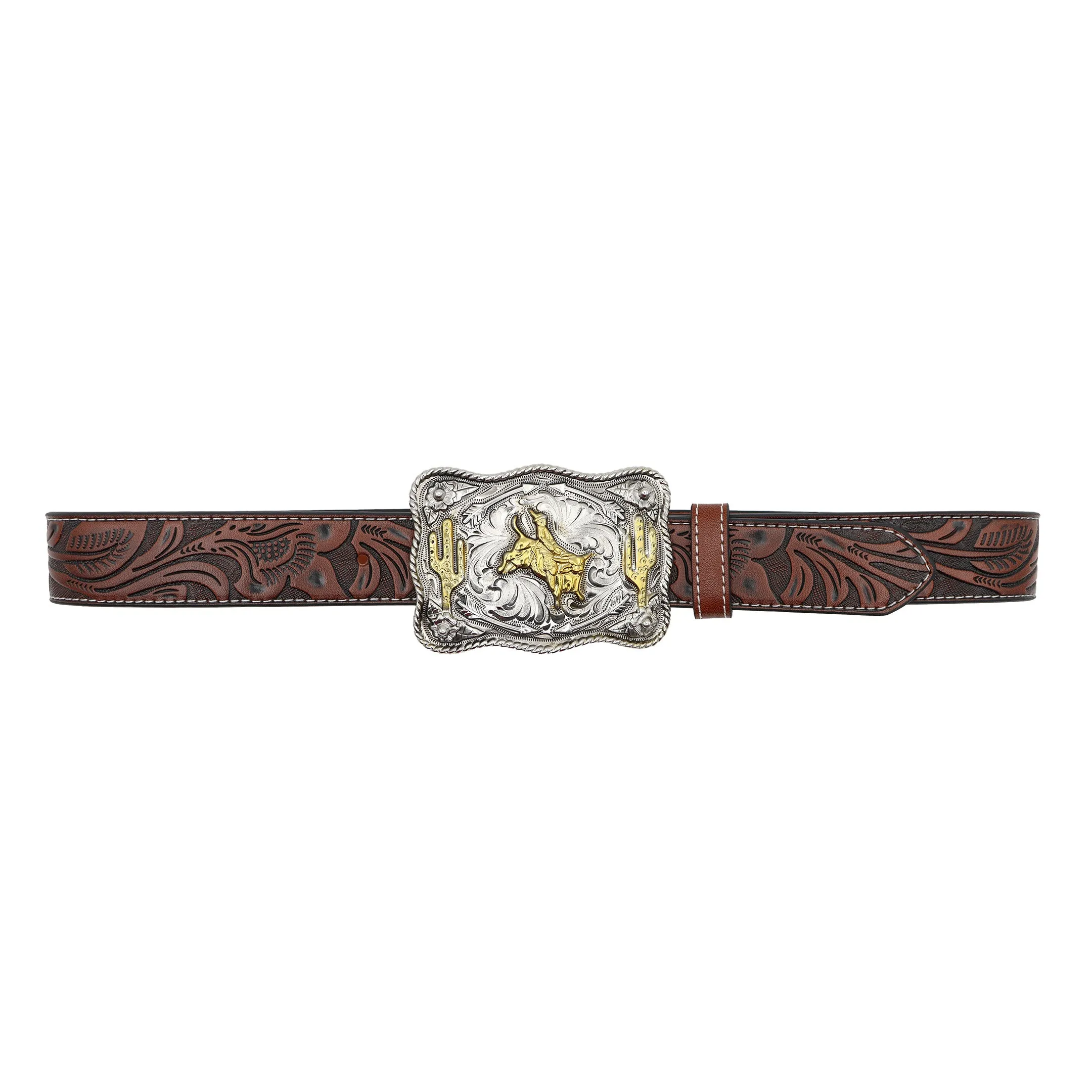 Kids' 1 1/4" Cactus Bull Rider Buckle Belt