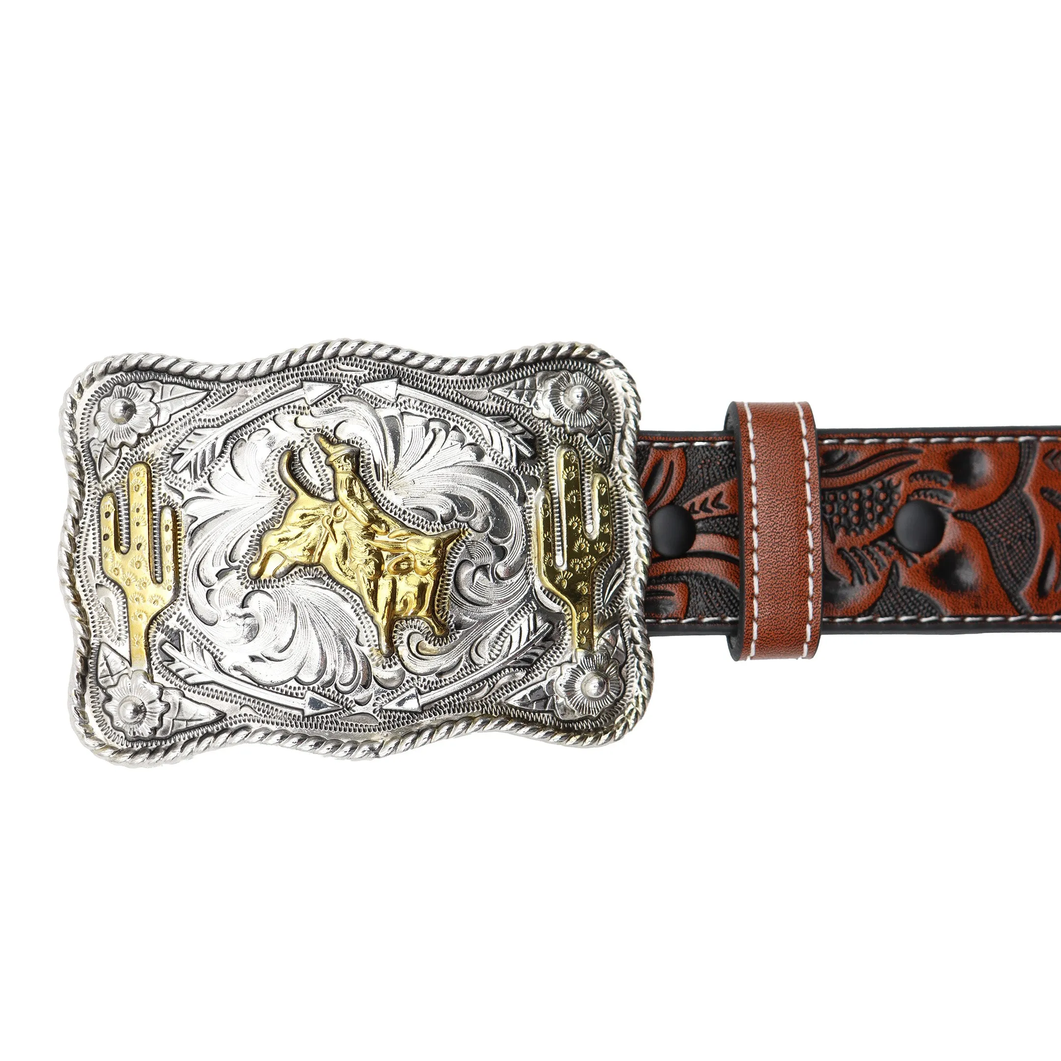 Kids' 1 1/4" Cactus Bull Rider Buckle Belt