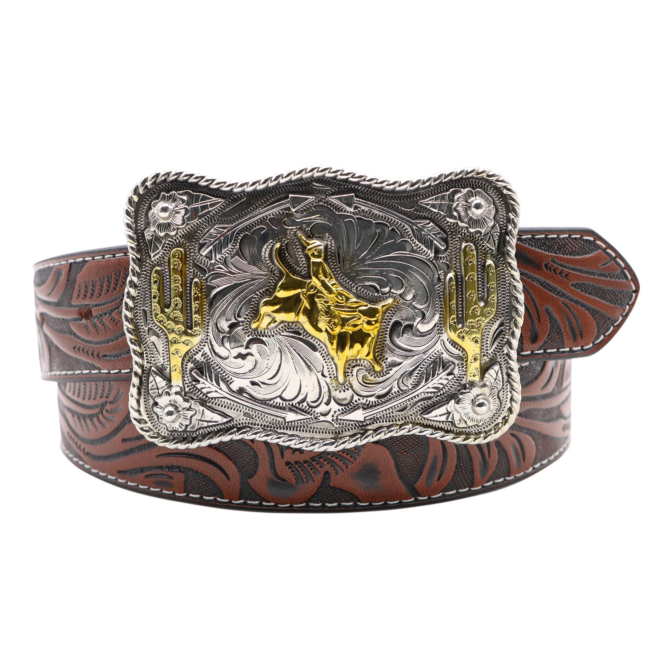 Kids' 1 1/4" Cactus Bull Rider Buckle Belt