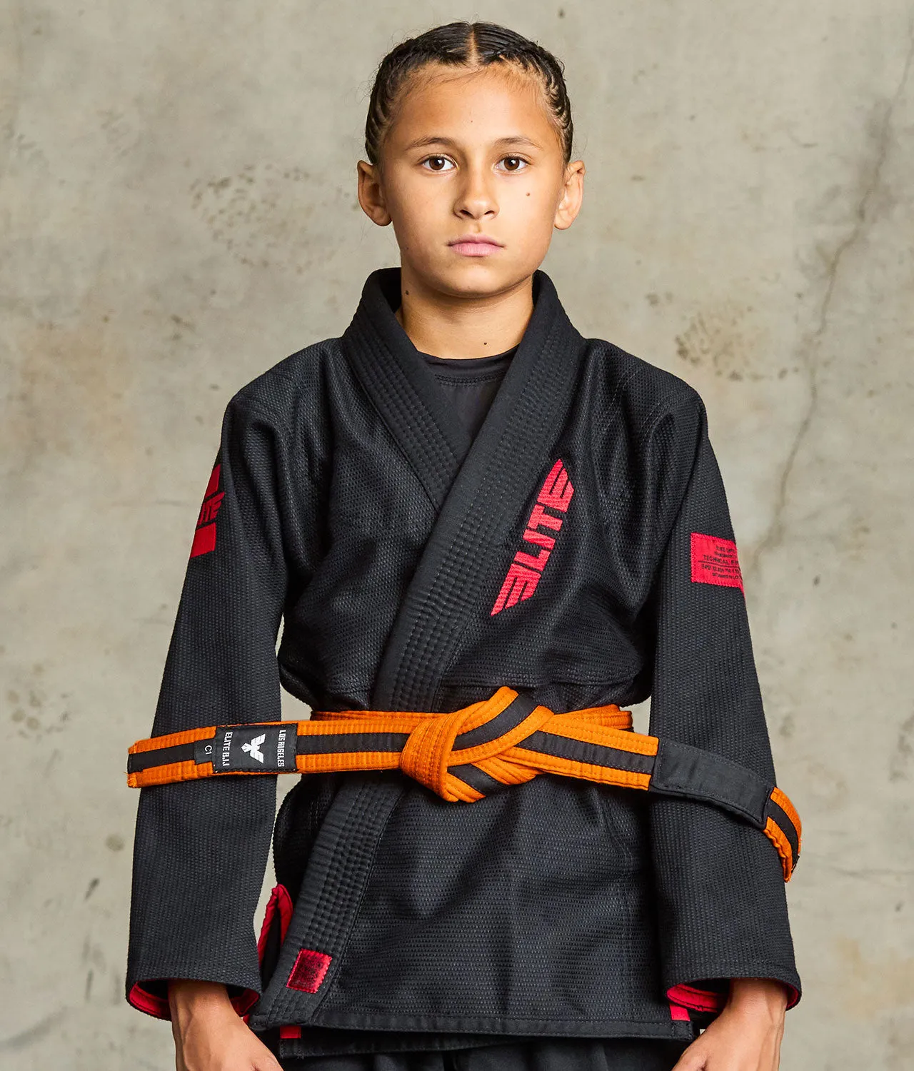 Kids' Brazilian Jiu Jitsu BJJ Orange/Black Belt
