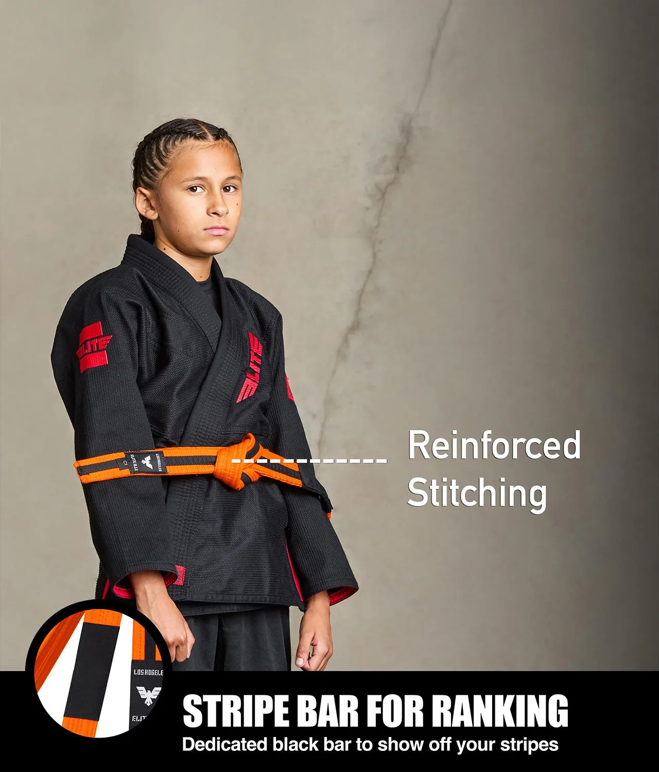 Kids' Brazilian Jiu Jitsu BJJ Orange/Black Belt