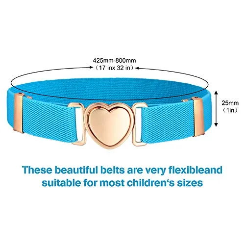 Kids Elastic Stretch Heart Belts 6 Pack