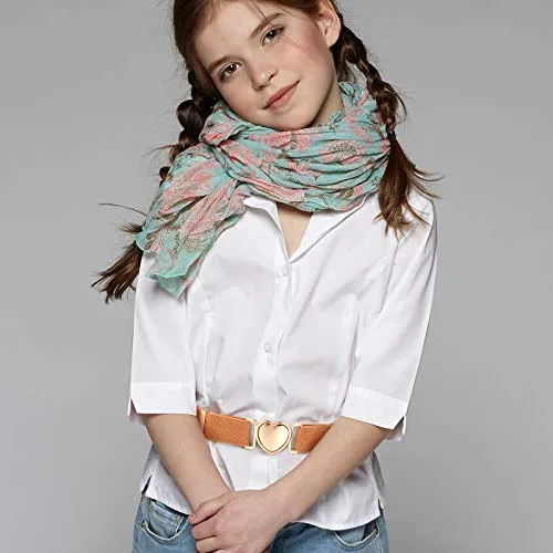 Kids Elastic Stretch Heart Belts 6 Pack