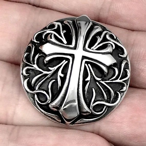 Knights Templar Cross Concho Snap Cover 925 Sterling Silver