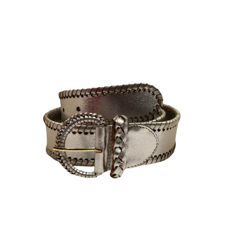 Lanhtropy Carol Leather Belt - Silver