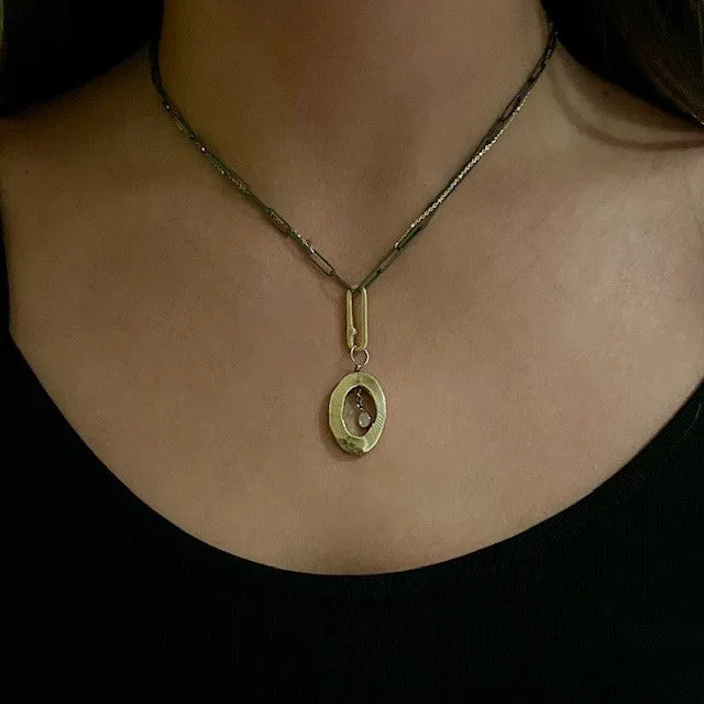 Layered Black Oxidized Silver with Gold Filled Chain