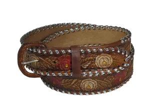 LB-12  1 1/2" Laced Belt - Roses