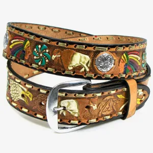 LB-3T  1 1/2" Laced Belt- Native American