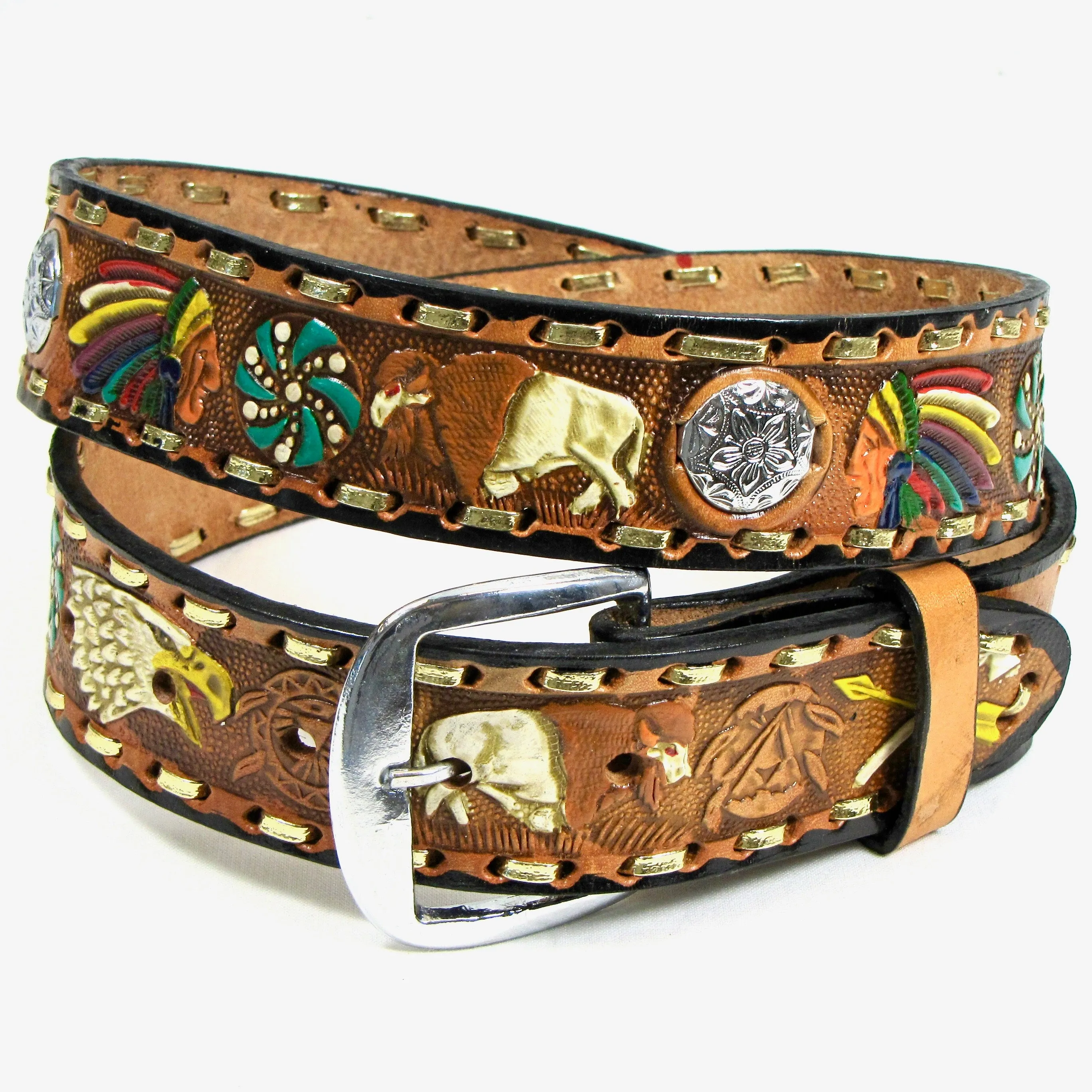 LB-3T  1 1/2" Laced Belt- Native American