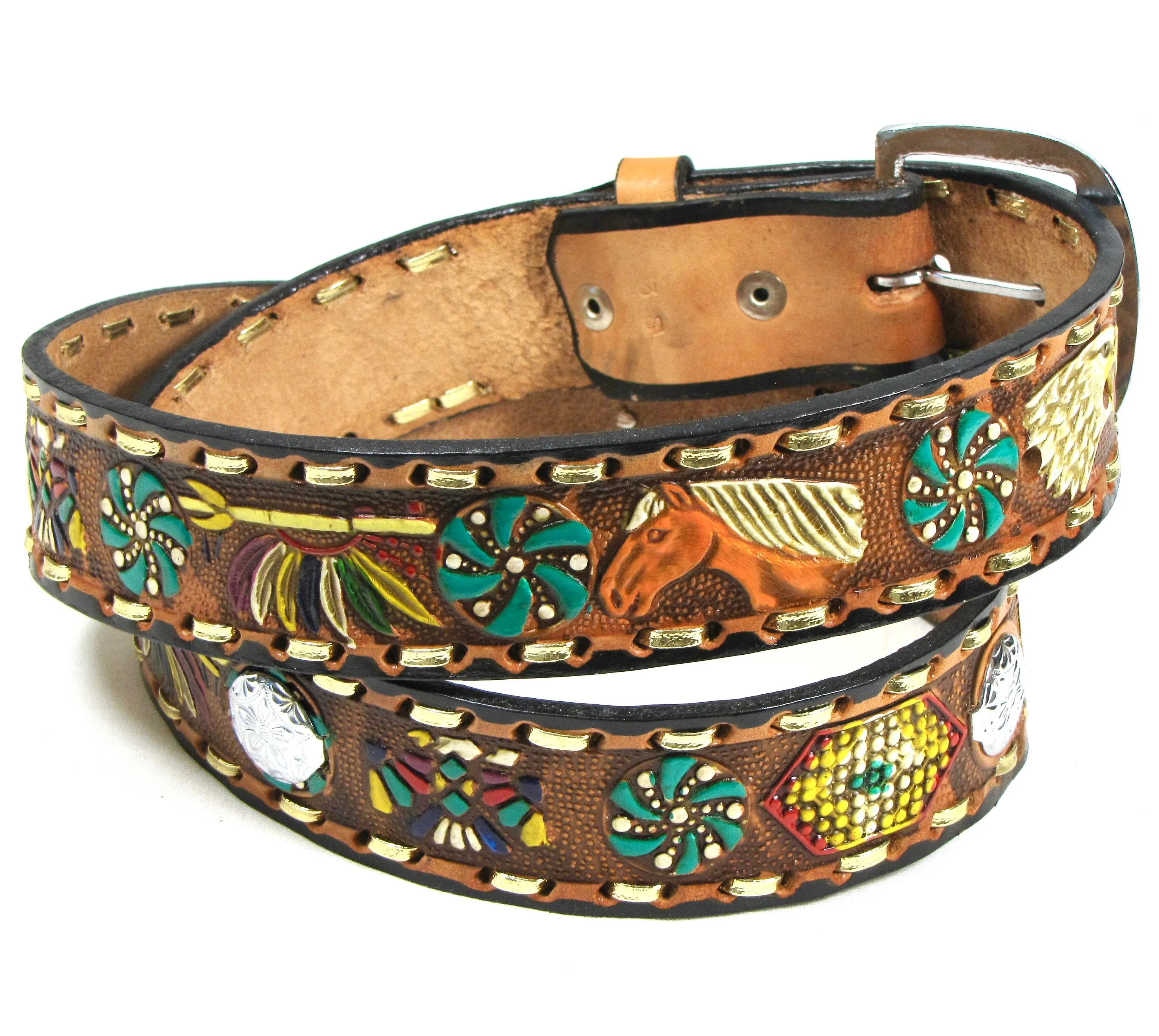 LB-3T  1 1/2" Laced Belt- Native American