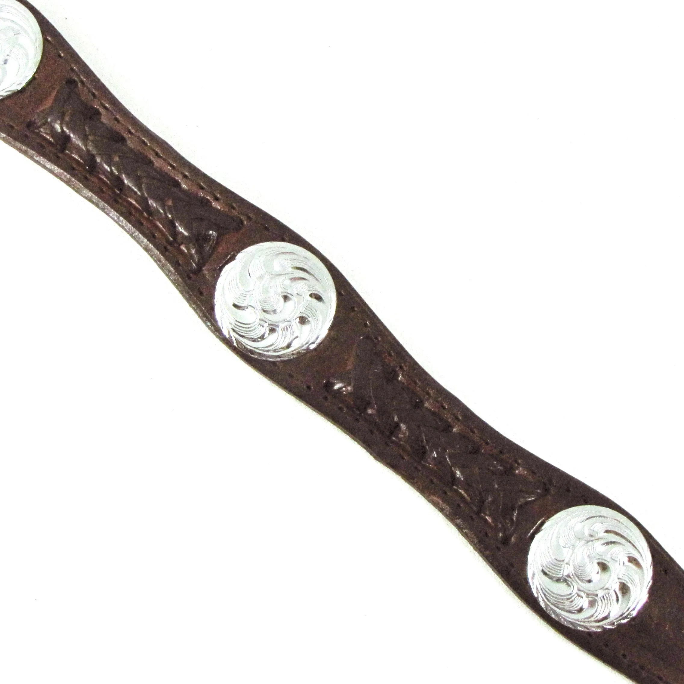 LB-4DB  1 1/2" Western Belt w/ Braid & Concho- Brown