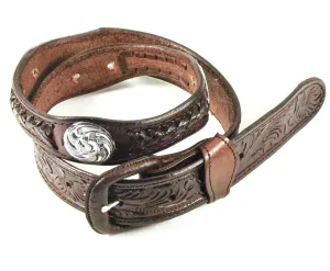 LB-4DB  1 1/2" Western Belt w/ Braid & Concho- Brown