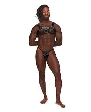 Leather Aries Single Ring Harness Black O-s