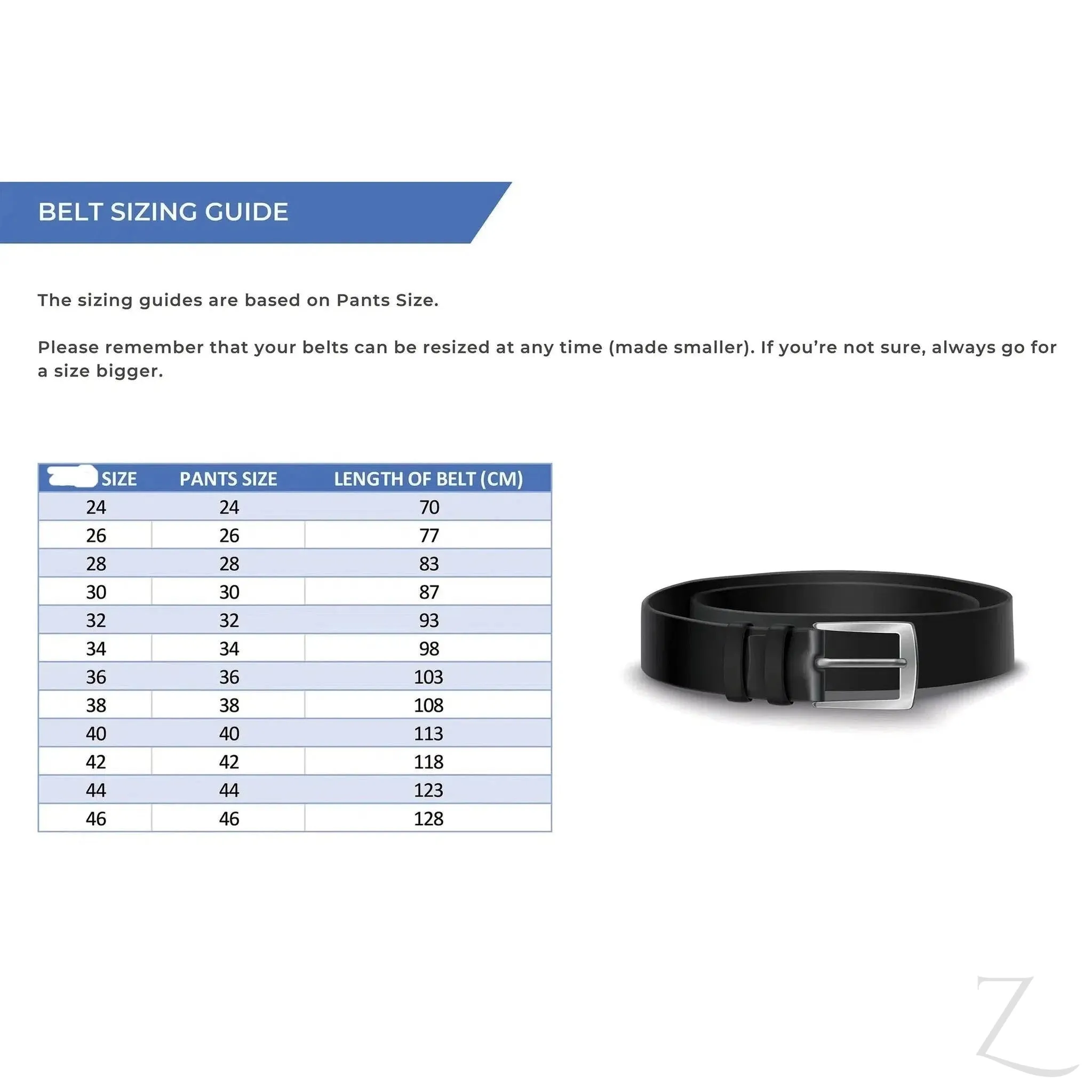 Leather Belt - Black - Genuine Leather