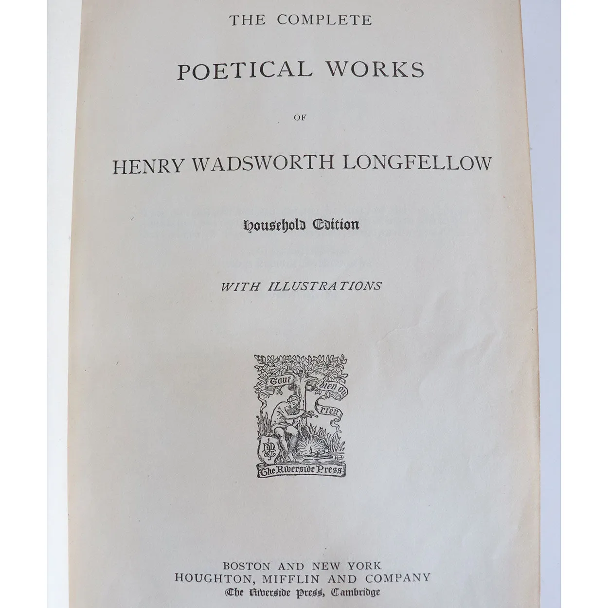 Leather Bound Book: The Complete Poetical Works of Henry Wadsworth Longfellow