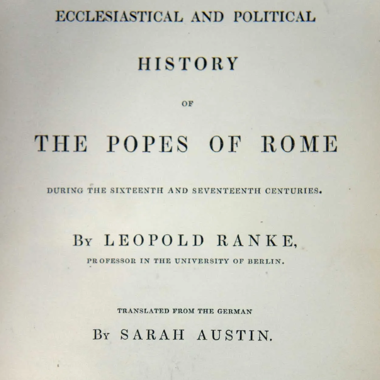 Leather Bound Books: Popes of Rome by Leopold von Ranke, Vol. I, II
