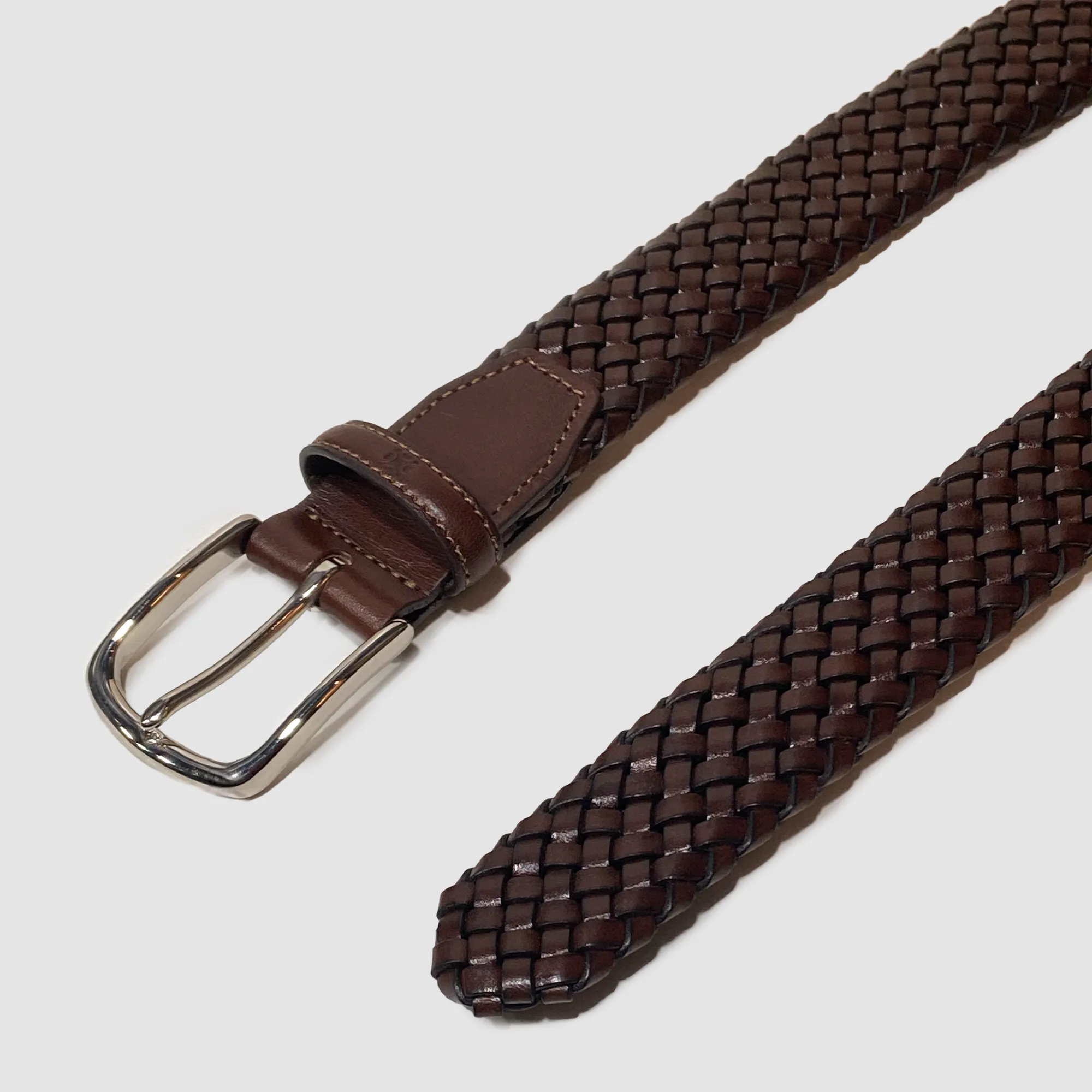Leather Braded Belt  Brown