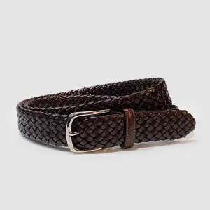 Leather Braded Belt  Brown