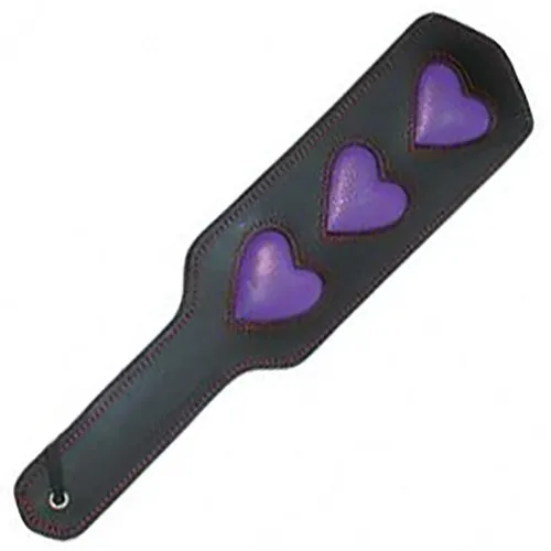 Leather Heart Paddle, Bound to Tease, Purple/Black