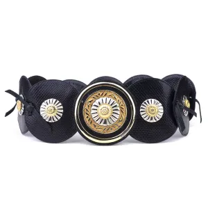LEIBER 80s Black Lizard Large Lizard Medallion Belt