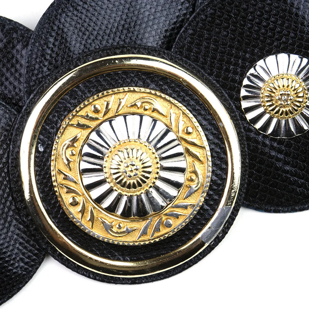 LEIBER 80s Black Lizard Large Lizard Medallion Belt