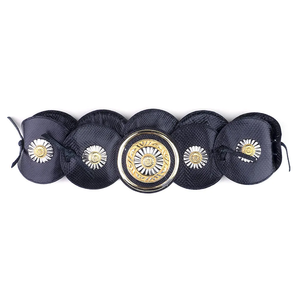 LEIBER 80s Black Lizard Large Lizard Medallion Belt