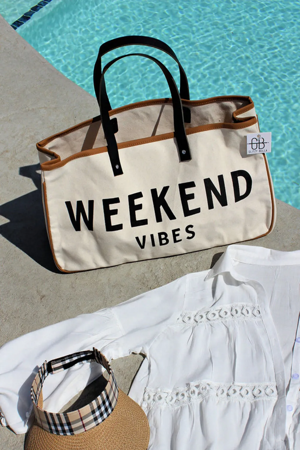 Letter Print Contrast Binding Canvas Tote Bag