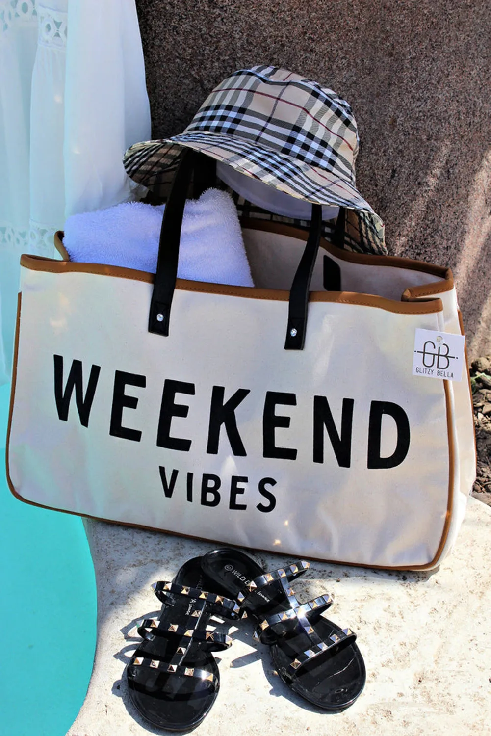 Letter Print Contrast Binding Canvas Tote Bag