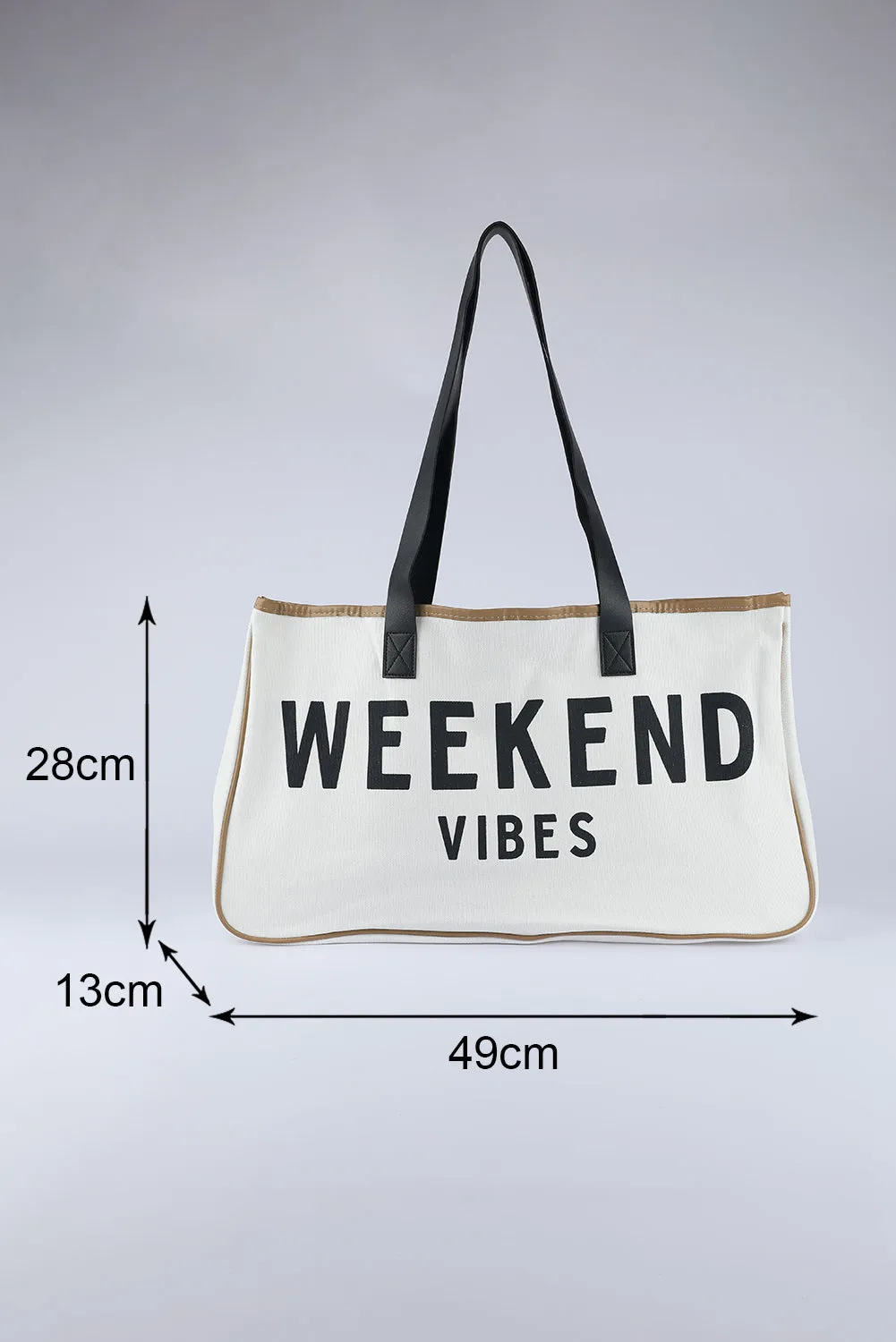 Letter Print Contrast Binding Canvas Tote Bag