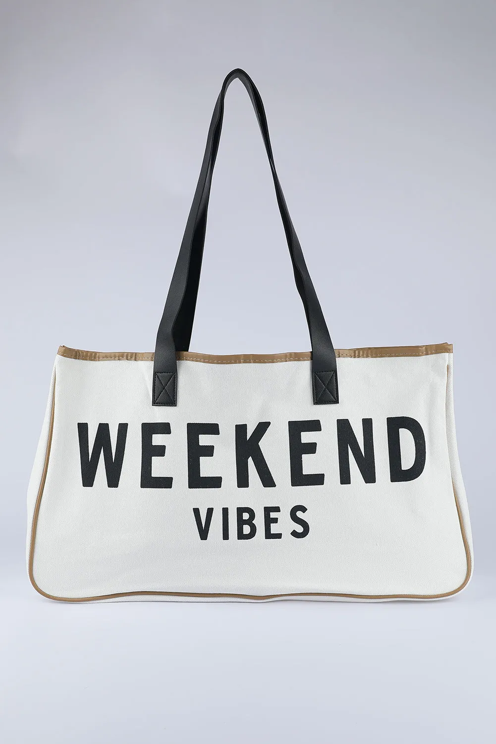 Letter Print Contrast Binding Canvas Tote Bag