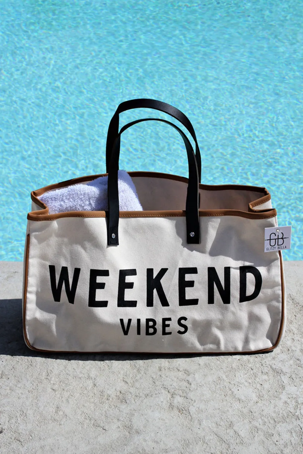 Letter Print Contrast Binding Canvas Tote Bag