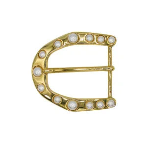 Light Gold Oval Detachable Buckle with Pearls.
