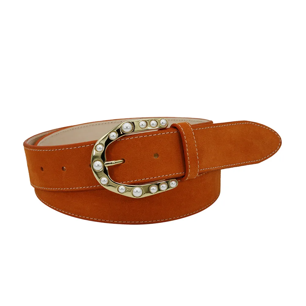 Light Gold Oval Detachable Buckle with Pearls.